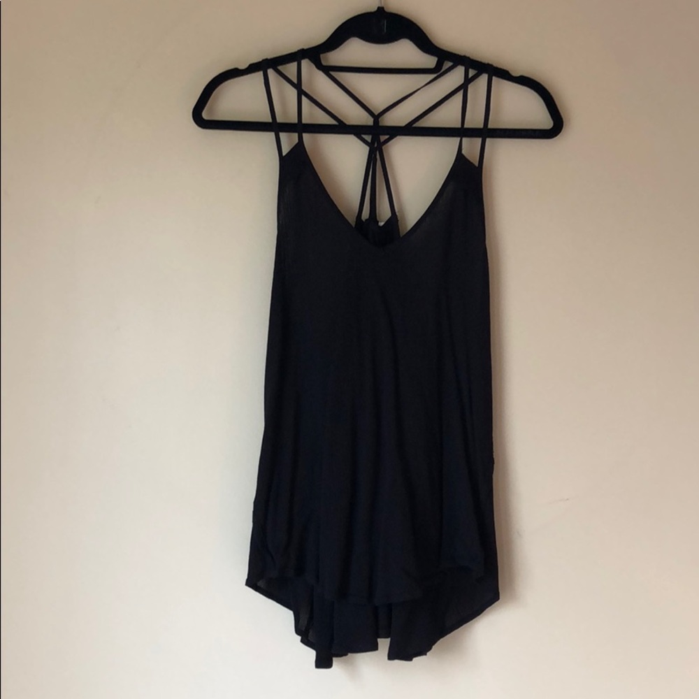 Strappy black tank.